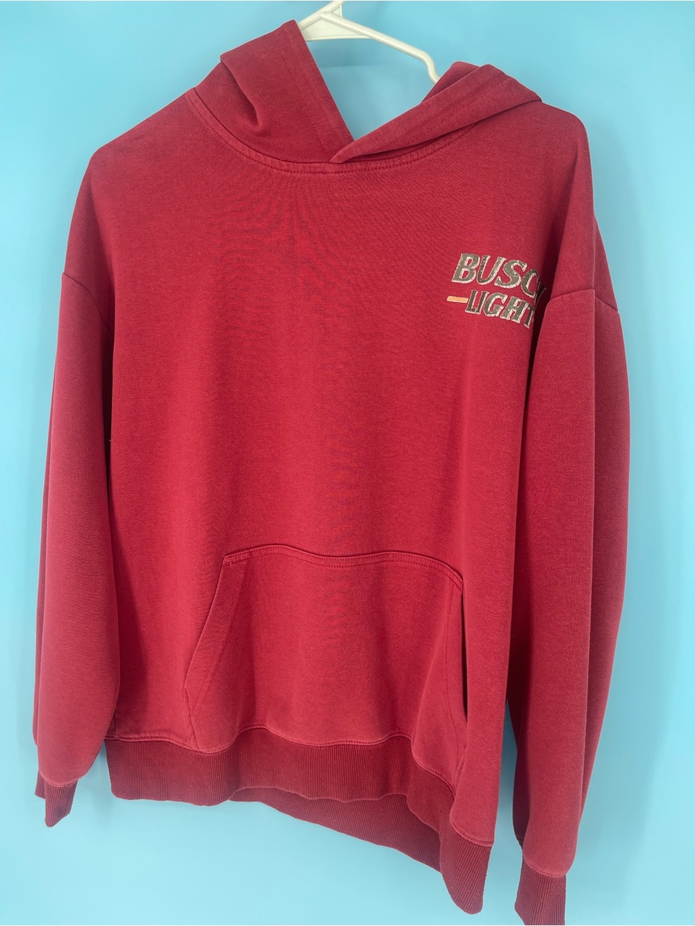 Sz L dark red/maroon Red Crewneck Hoodie with Chest Logo